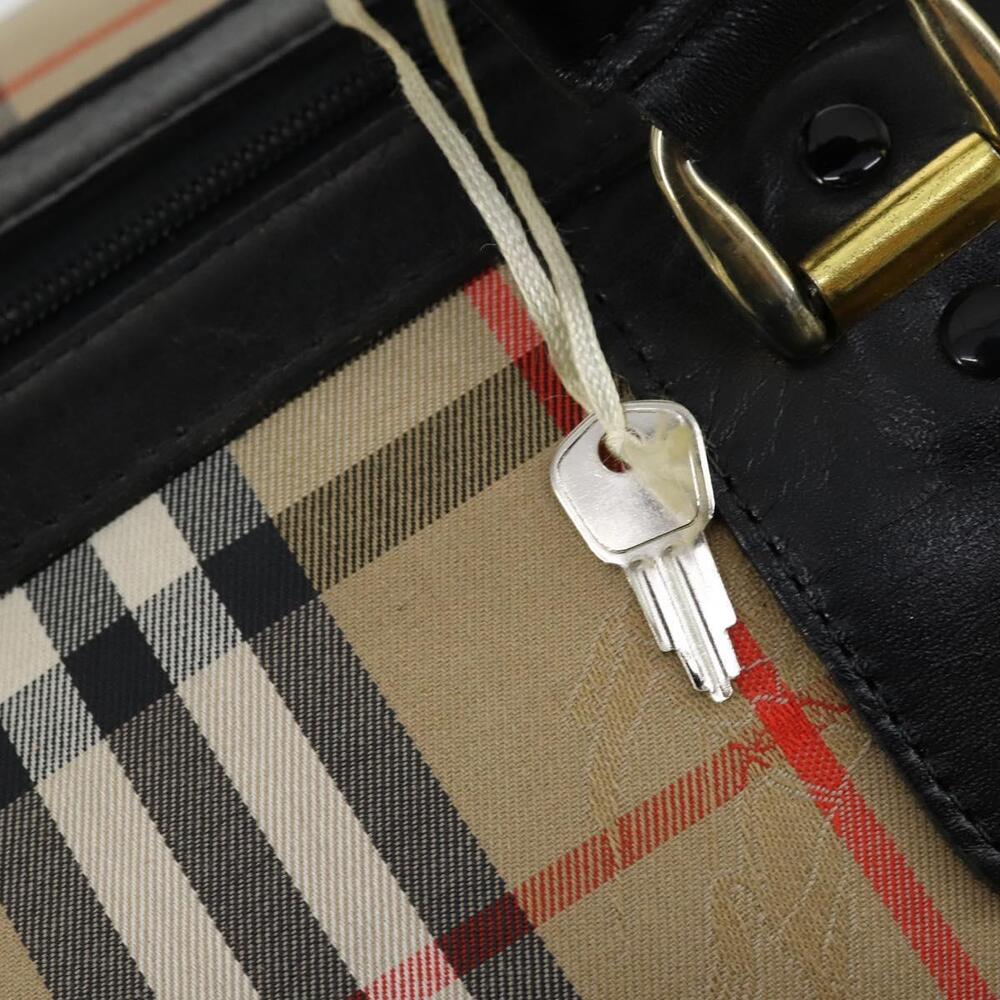 Burberrys Nova Check Boston Bag Canvas Beige Gold Auth 155390 - Picture 10 of 16